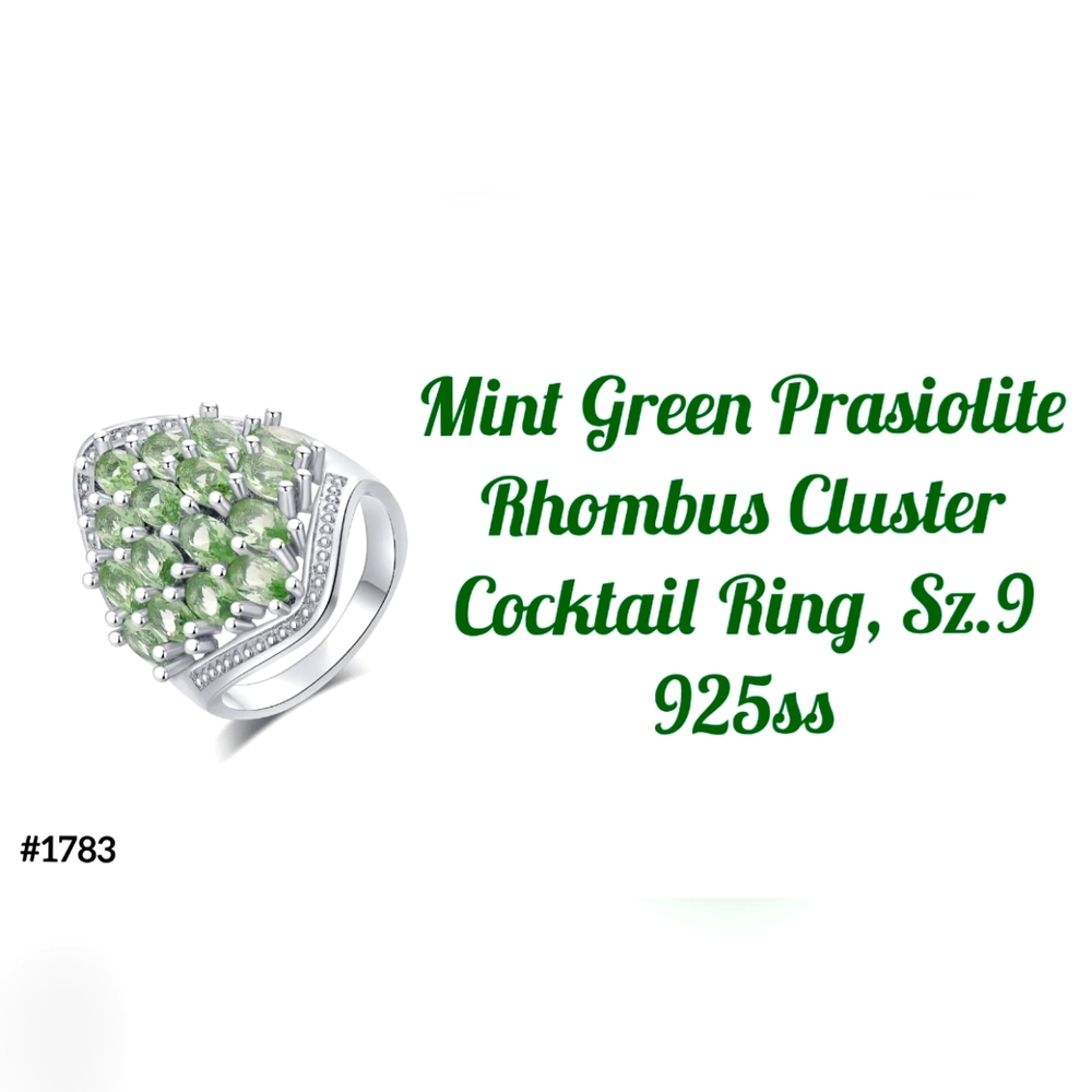 Prasiolite Cluster Cocktail ring, Sz.9, 925ss